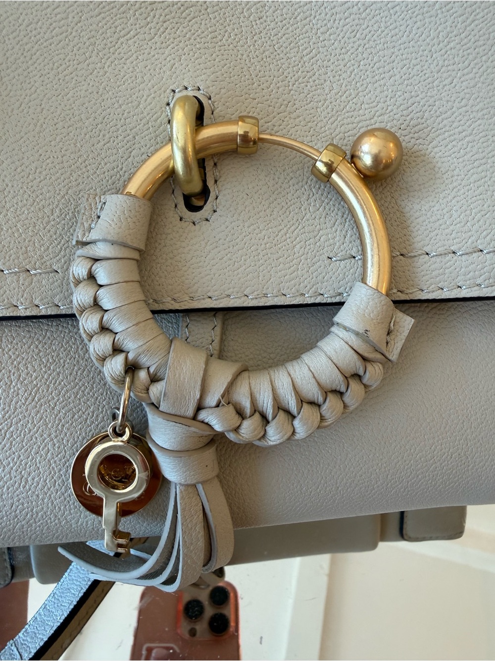 See By Chloe Beige Leather Crossbody with Braided Ring - Picture 6 of 6